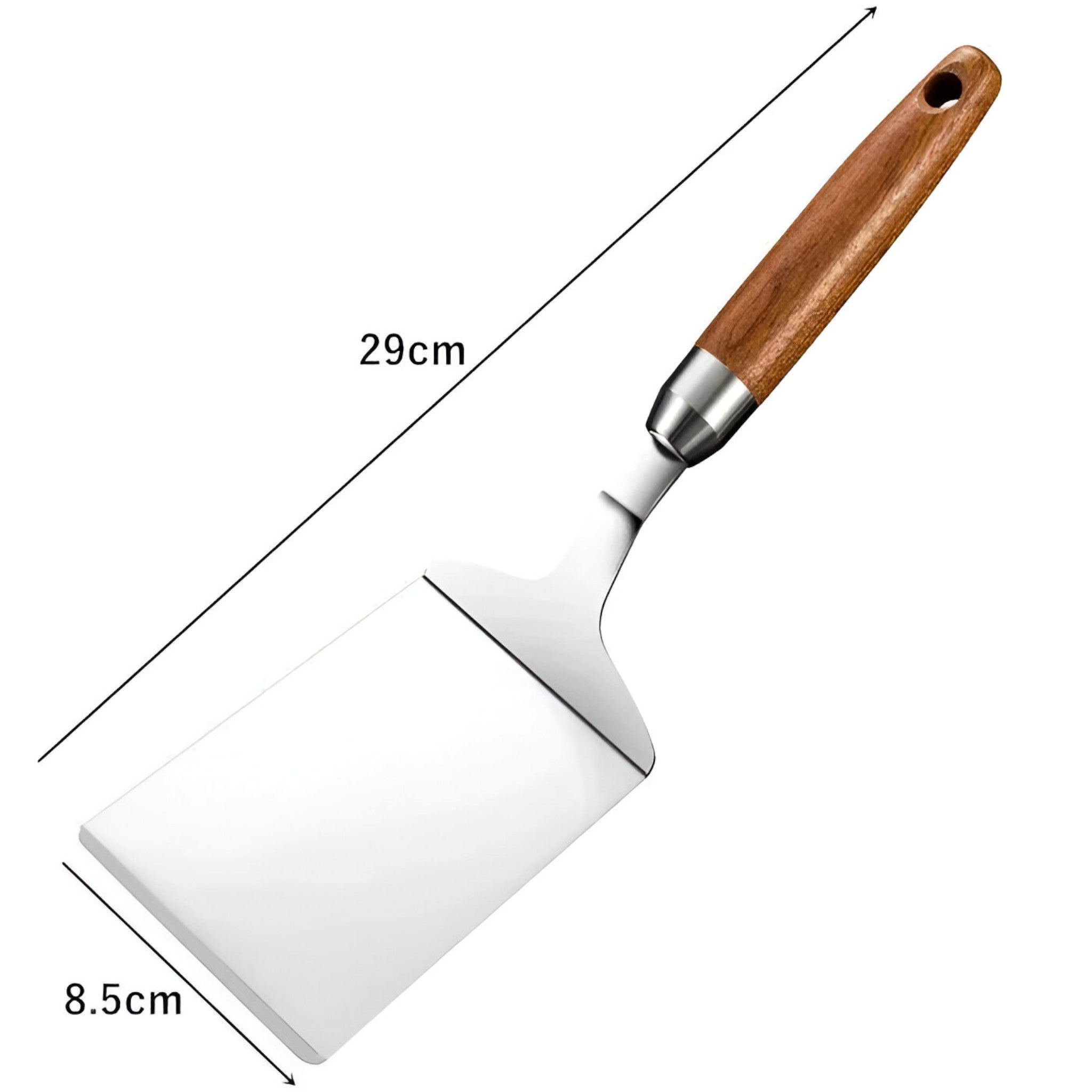 Stainless Steel Square Spatula with Wood Handle – Precision Flipping for Grill & Skillet | 11 in | Cozy Residence