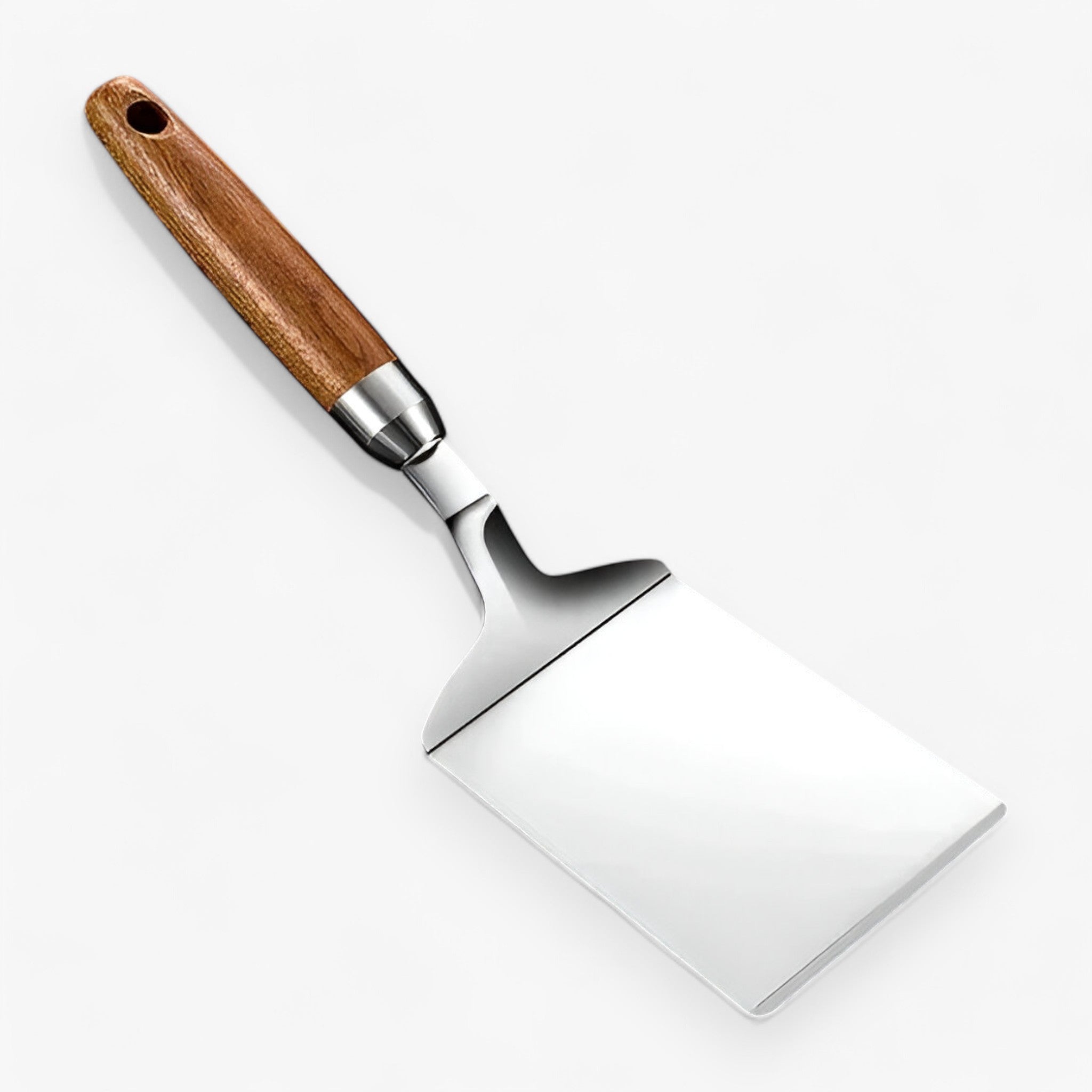 Stainless Steel Square Spatula with Wood Handle – Precision Flipping for Grill & Skillet | 11 in | Cozy Residence