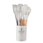 Silikon-Küchenbesteck-Set 12-teilig mit Holzgriffen