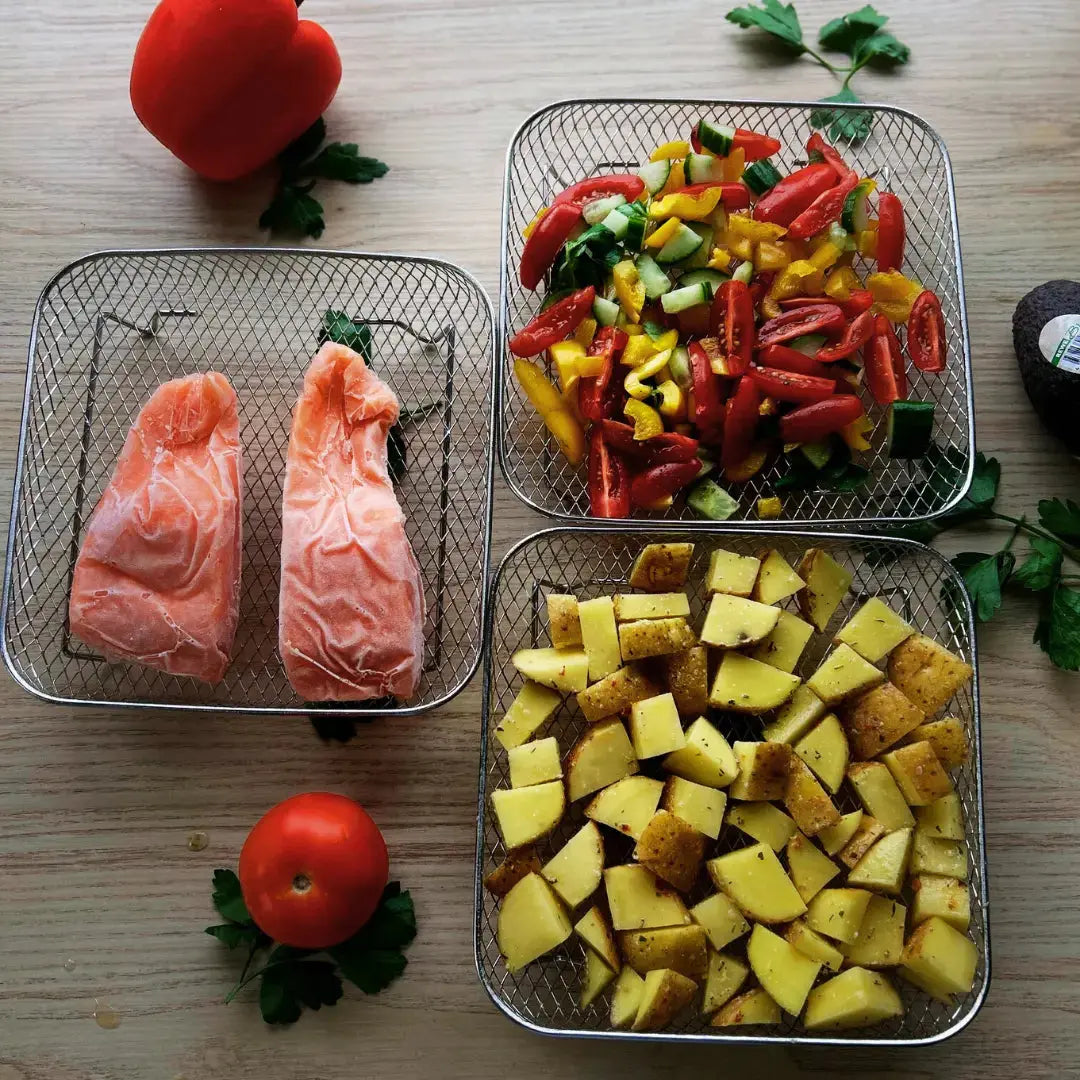 Edelstahl-Einsätze für Heißluftfritteusen, 3er-Set