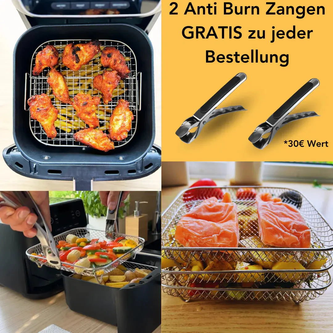 Edelstahl-Einsätze für Heißluftfritteusen, 3er-Set