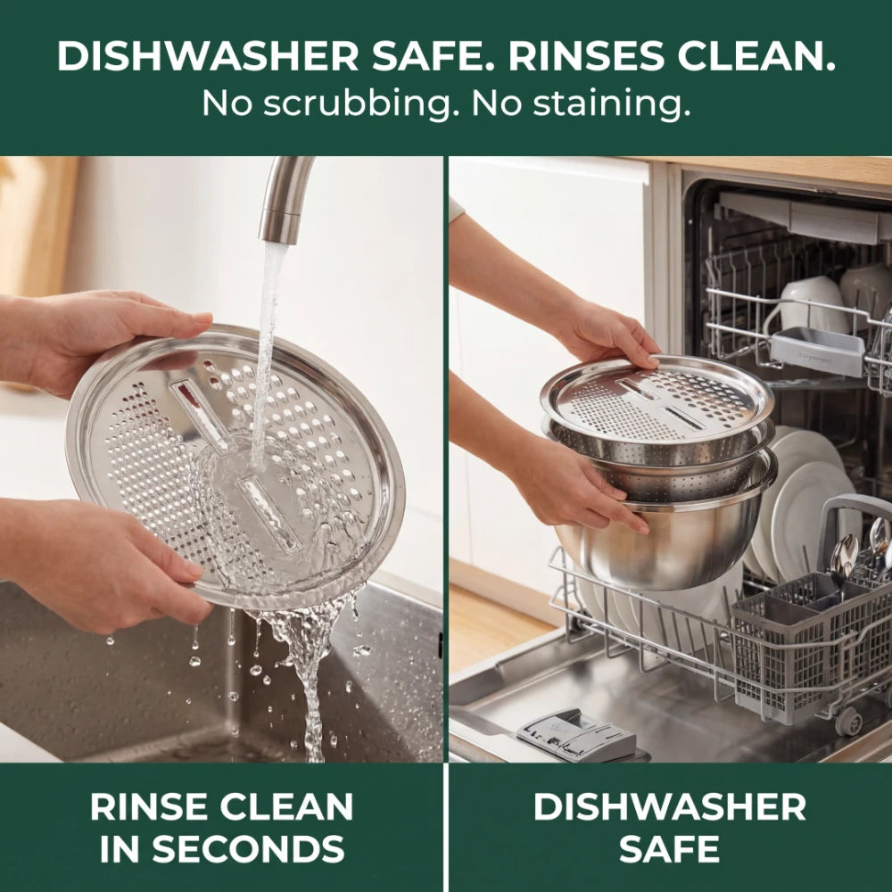 4-in-1 Gemüsereibe mit Auffangschale – Edelstahl