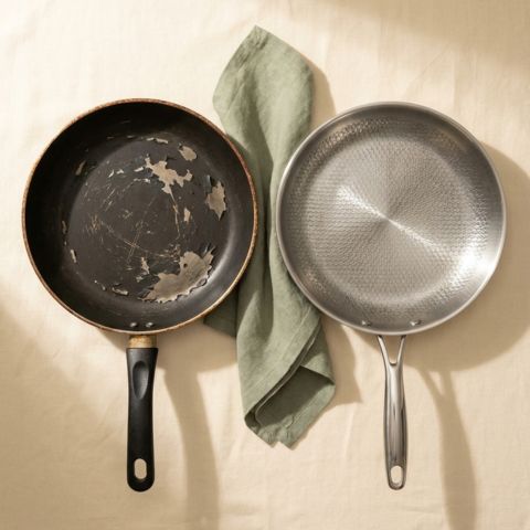 Gehämmerte Titan-Pfanne – PFAS-frei, induktionsgeeignet, hält Jahrzehnte