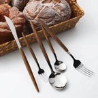 Besteckset Edelstahl mit Holzgriffen – 16-teilig