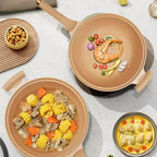 Antihaft-Wok mit Dampfkorb und Glasdeckel