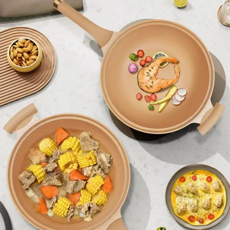 Antihaft-Wok mit Dampfkorb und Glasdeckel