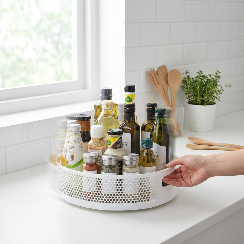 Drehbares Aufbewahrungsregal aus Kunststoff – 360° Zugriff