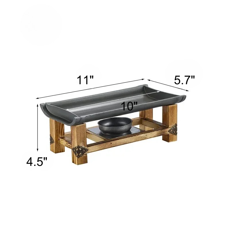 Wärmeplatte aus Aluminium mit Holzständer und Brenner