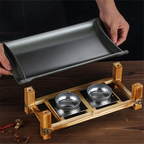 Wärmeplatte aus Aluminium mit Holzständer und Brenner