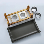 Wärmeplatte aus Aluminium mit Holzständer und Brenner