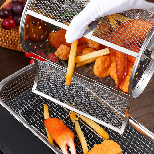 Edelstahl-Grillkorb drehbar – 360° gleichmäßiges Garen