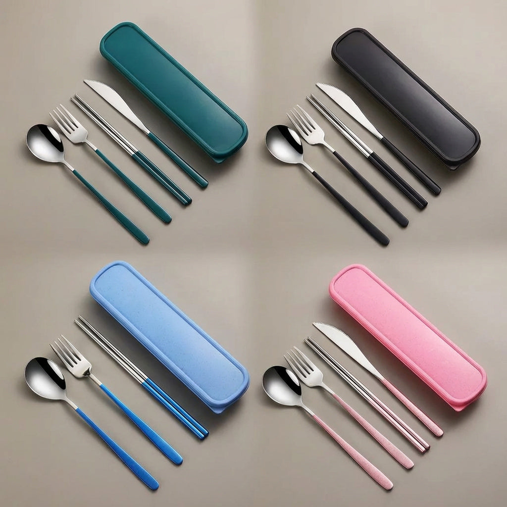 Edelstahl-Besteckset für unterwegs