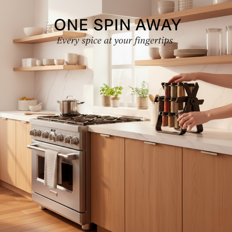 Drehbares Gewürzregal – 18 Gläser, 360°-Zugriff