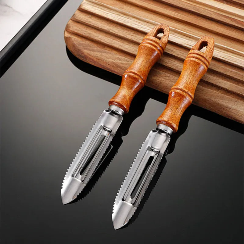 Gemüseschäler aus Edelstahl und Holz (2-teilig)