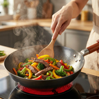 Antihaft-Wok mit Holzgriff – Alle Herdarten, Einfach zu Reinigen