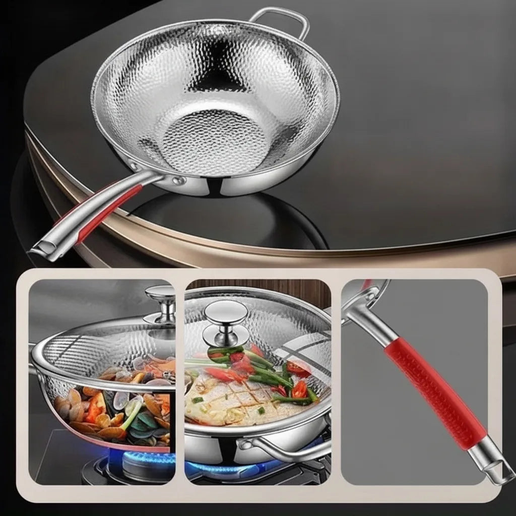 Titanium-Wok mit Rundboden – naturhaftfrei, induktionsgeeignet
