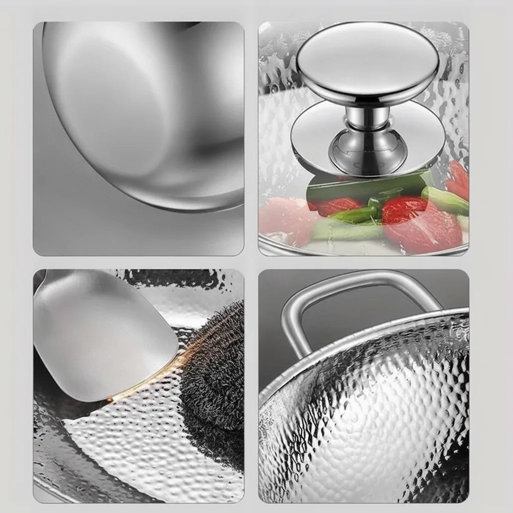 Titanium-Wok mit Rundboden – naturhaftfrei, induktionsgeeignet