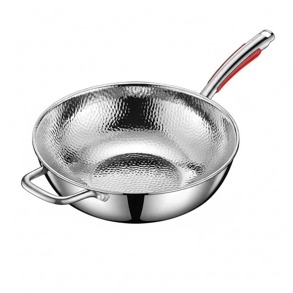 Titanium-Wok mit Rundboden – naturhaftfrei, induktionsgeeignet
