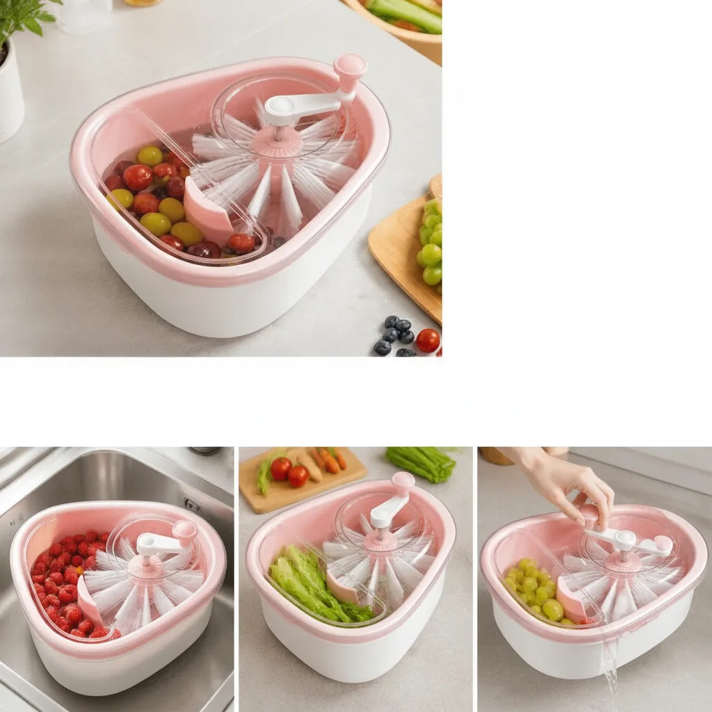 Waschschüssel für Obst und Gemüse mit rotierender Bürste