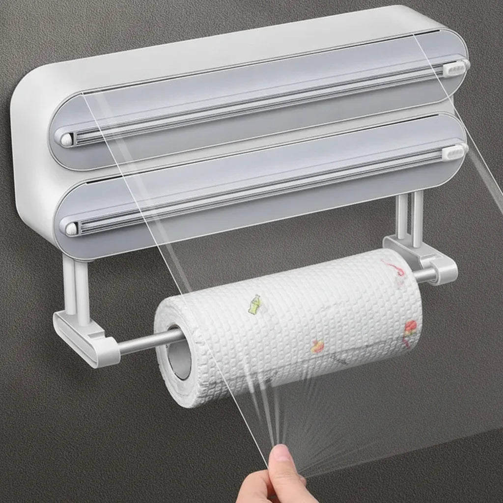 Folienspender 3-in-1 mit Wandmontage und Schneideschiene