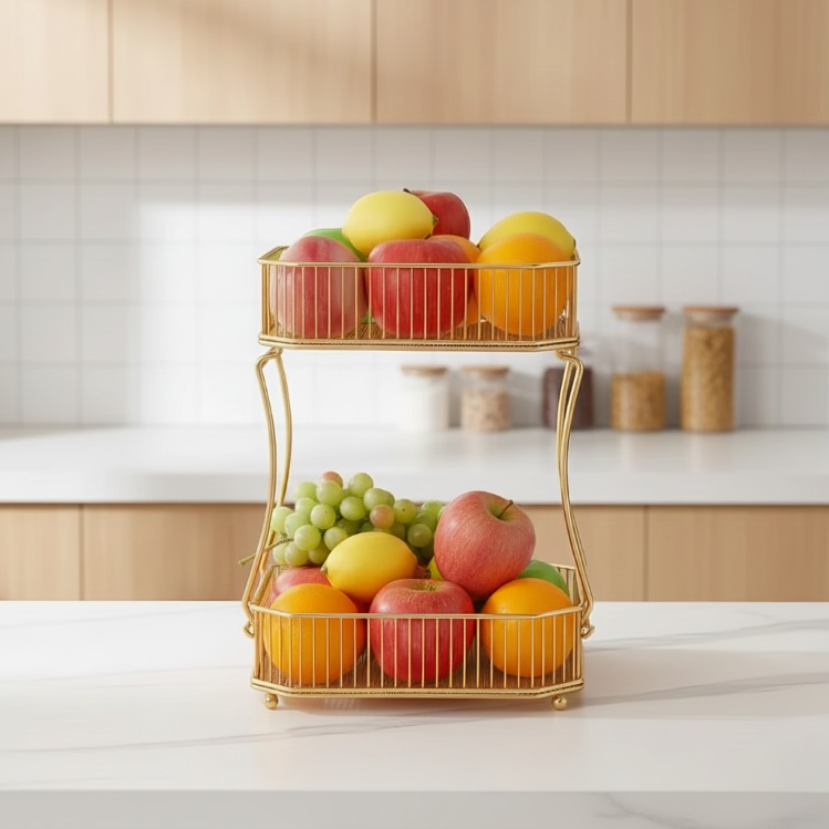 Obstkorb aus Metall – 2-stöckig und platzsparend