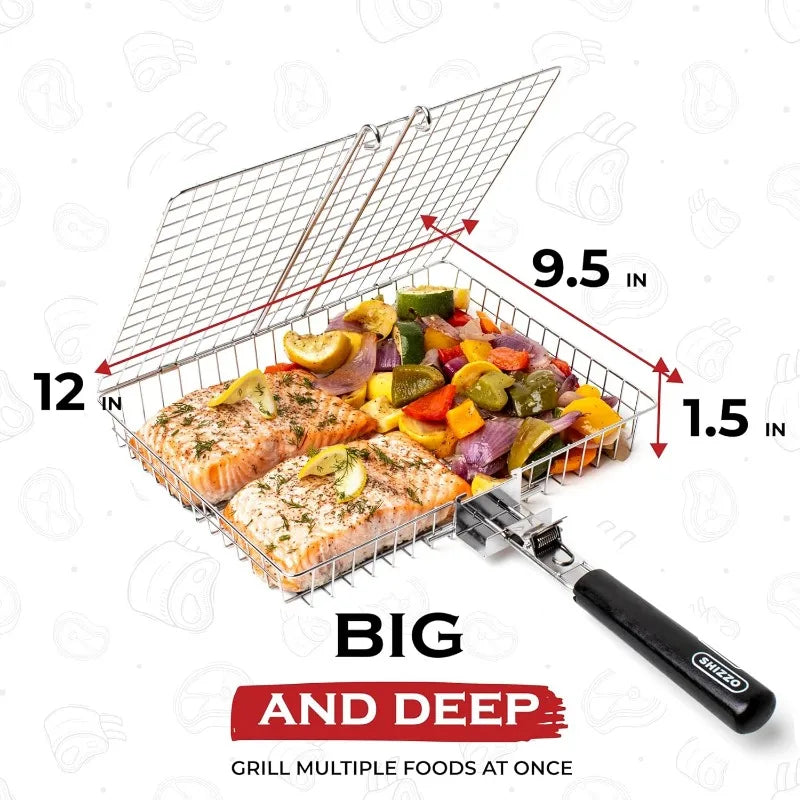 Grillkorb klappbar mit langem Griff – 30 x 23 cm