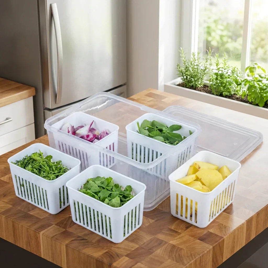 Kühlschrank-Aufbewahrungsbox mit Abtropfsieb