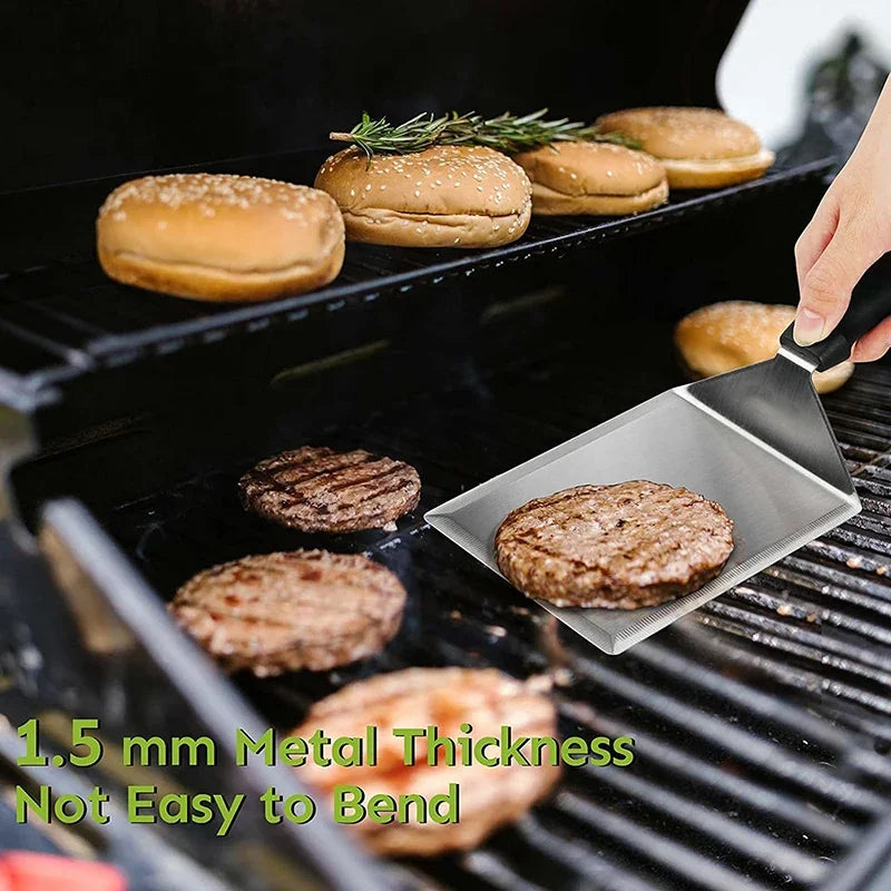 Grillspachtel aus Edelstahl mit Schneidekante