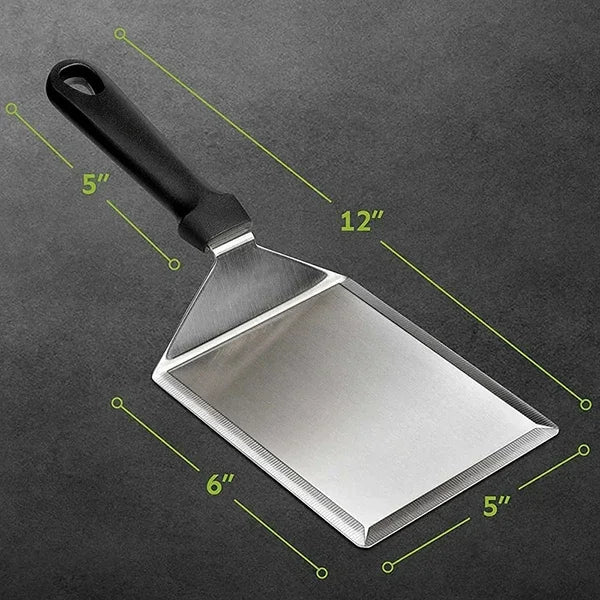 Grillspachtel aus Edelstahl mit Schneidekante