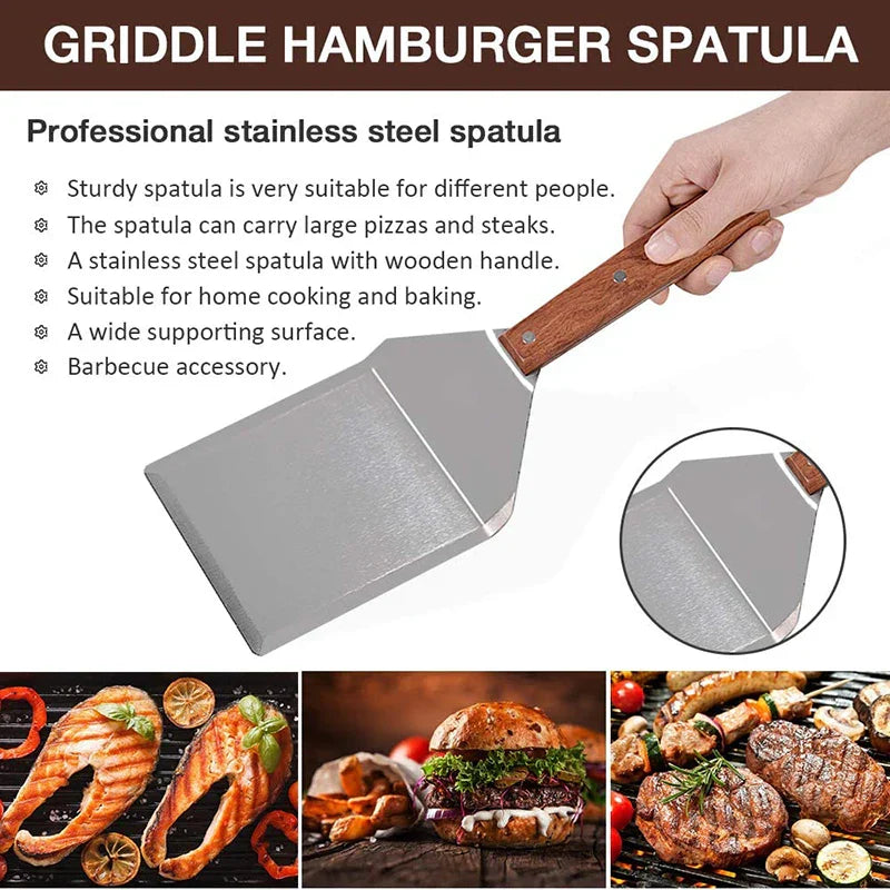 Grillspachtel aus Edelstahl mit Holzgriff