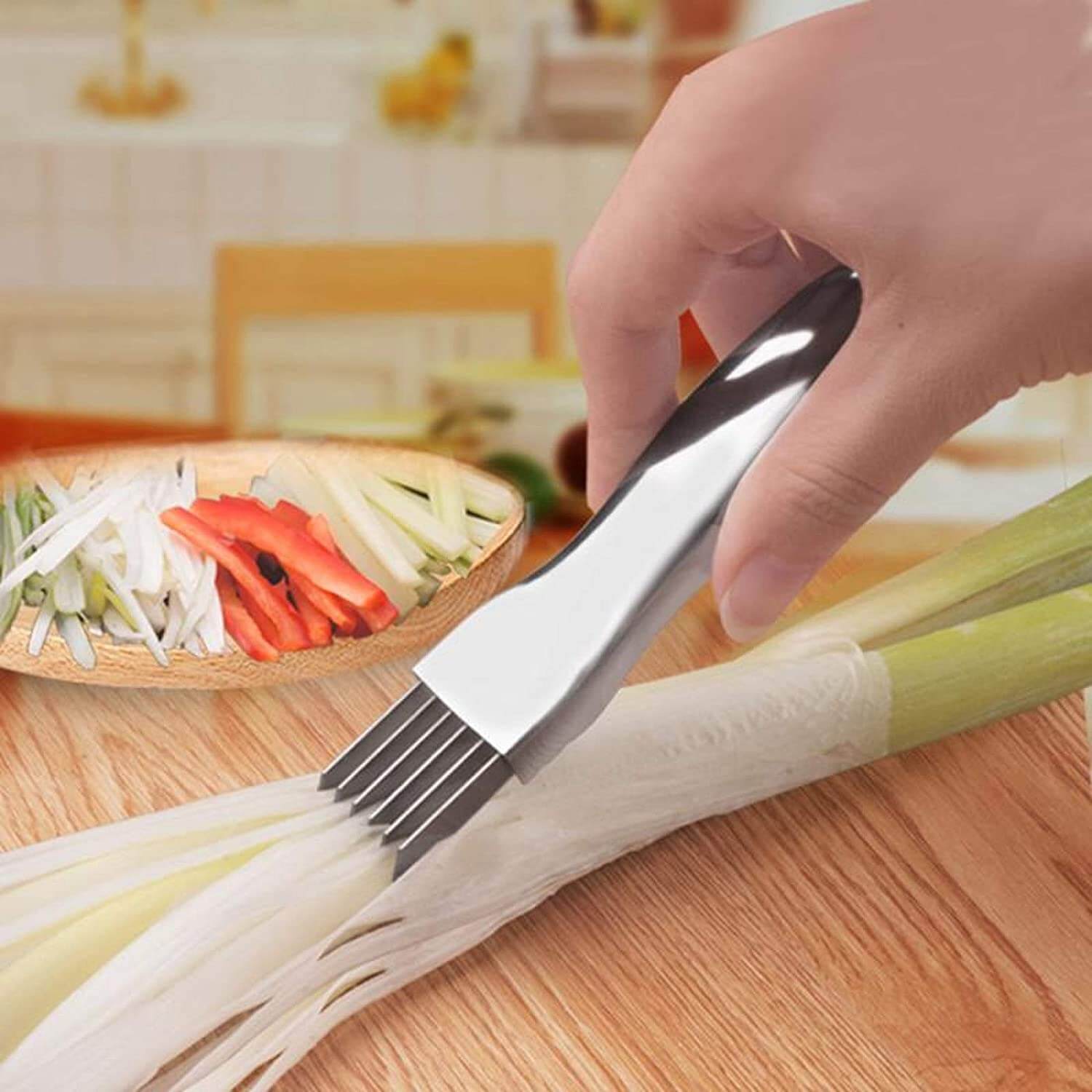 Edelstahl-Frühlingszwiebelhacker mit 6 Klingen