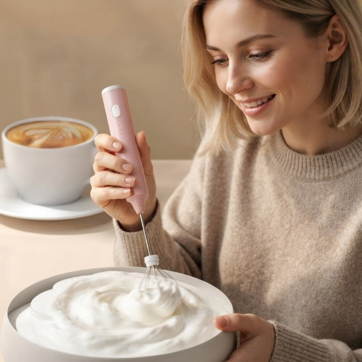 USB-Handmixer Edelstahl – schäumt, schlägt & mixt in 3 Stufen